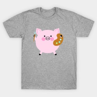 Cute Artist Pig T-Shirt